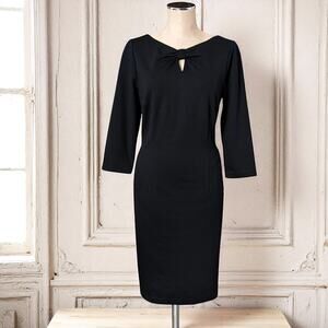 TALBOTS Pin Up Black Bow Front With Keyhole Dress 8 Little Black Dress